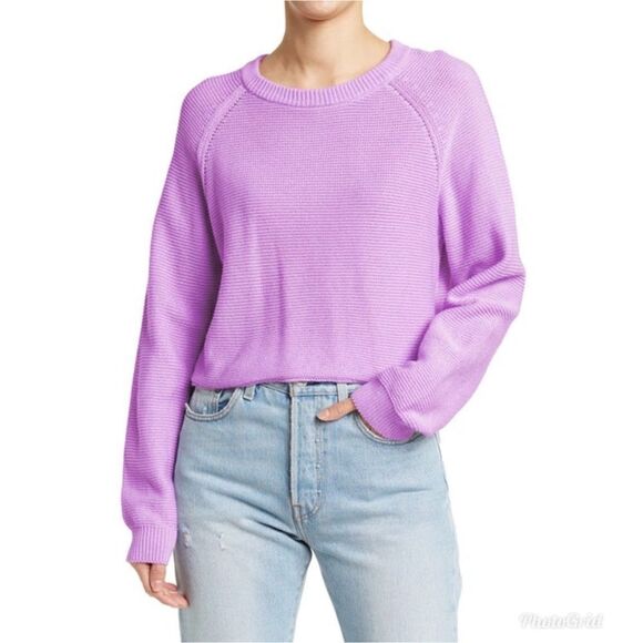 Abound Nordstrom Easy Summer Pullover Sweater Purple Bloom Waffle Knit Crewneck - Picture 1 of 16